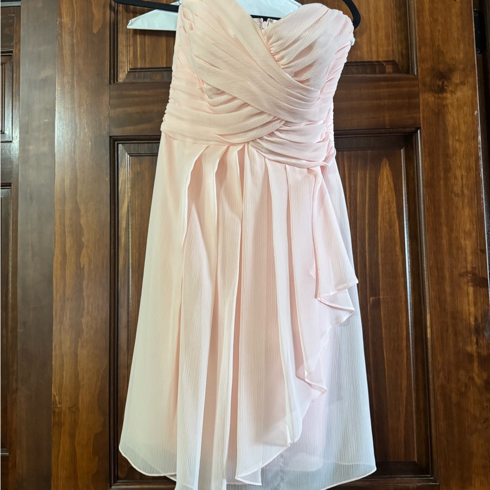 David's Bridal Strapless Blush Dress